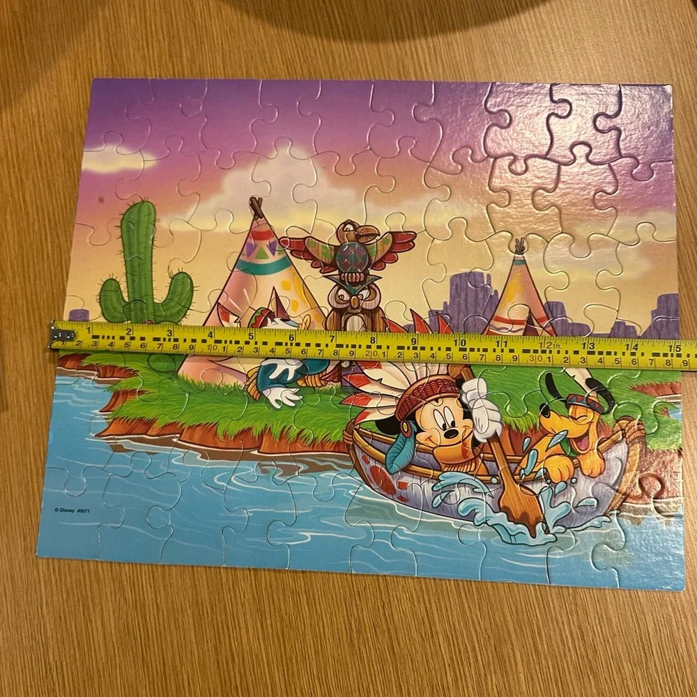 Vintage Disney Mickey Mouse & Pluto 60 Piece Puzzle. Canoe River Tepee.
